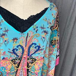 Lane Bryant sheer multicolored paisley top.